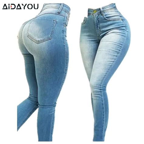 Woman High Waist Jeans Plus Size Push Up Jean Butt Lifting .